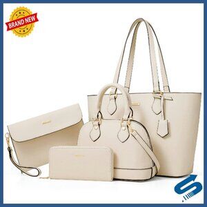 4-Piece Handbag Set with Laptop Compartment, Tote Crossbody Shoulder Bags